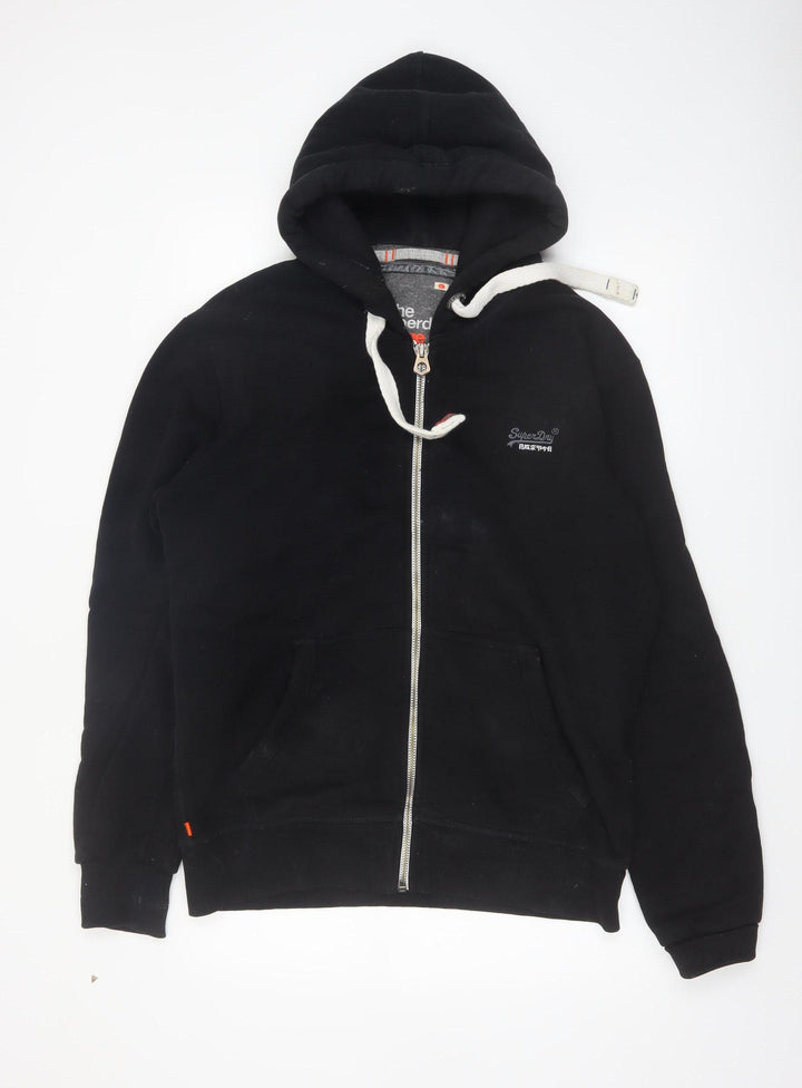 Superdry Men's Black Full Zip Hoodie Size L Orange Label Classic Style