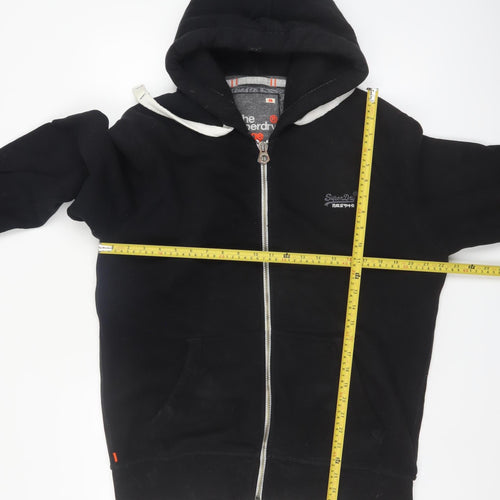 Superdry Men's Black Full Zip Hoodie Size L Orange Label Classic Style