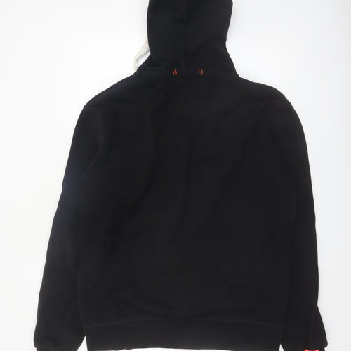 Superdry Men's Black Full Zip Hoodie Size L Orange Label Classic Style