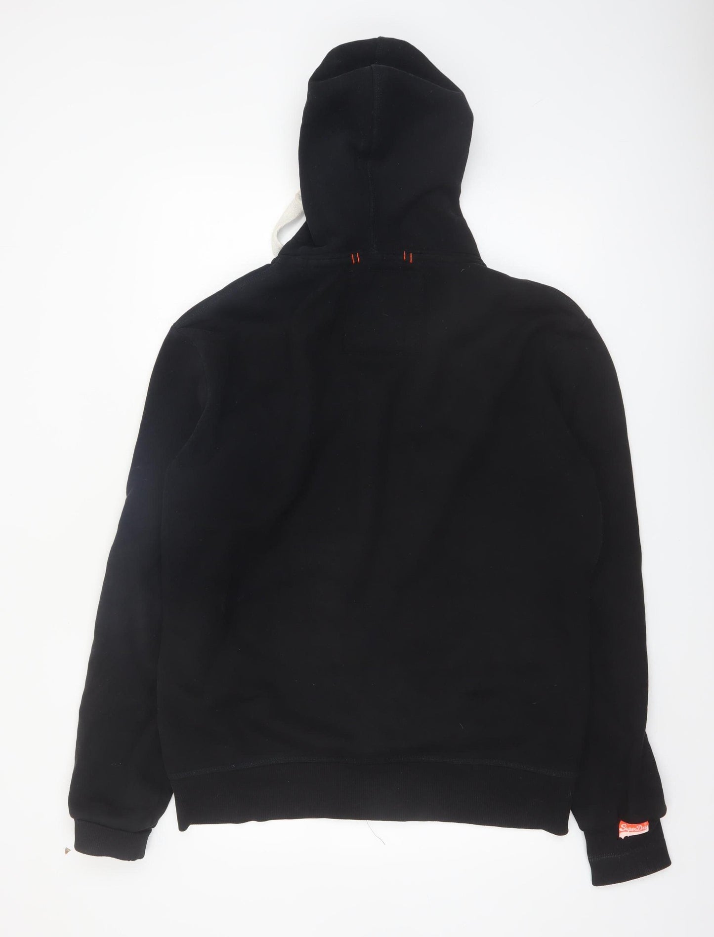 Superdry Men's Black Full Zip Hoodie Size L Orange Label Classic Style