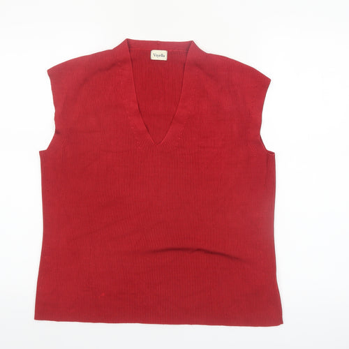 Viyella Women's Red Sleeveless Knit V-Neck Tank Top XL