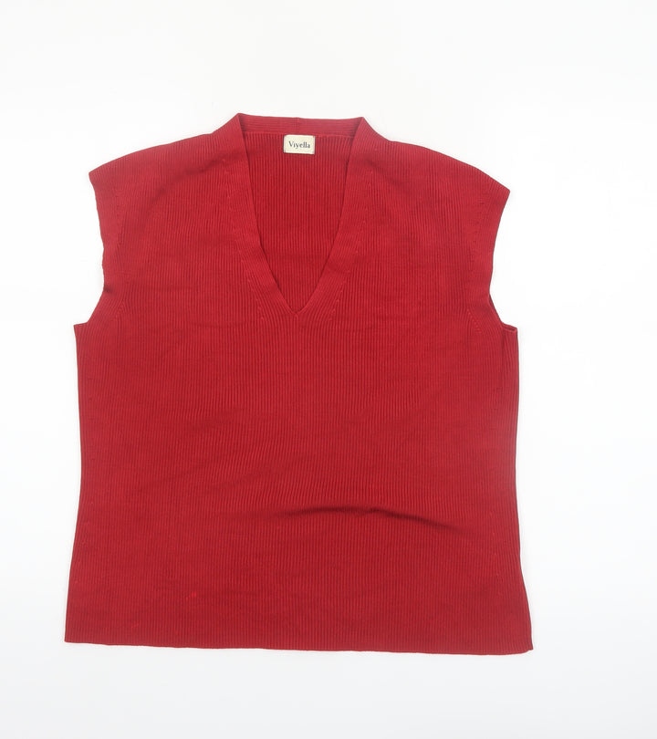 Viyella Women's Red Sleeveless Knit V-Neck Tank Top XL