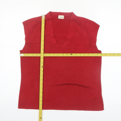 Viyella Women's Red Sleeveless Knit V-Neck Tank Top XL