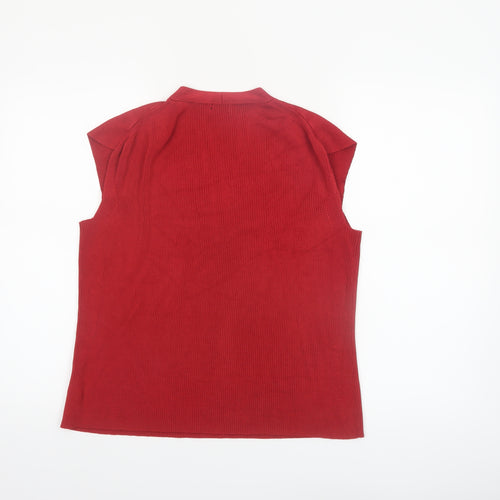 Viyella Women's Red Sleeveless Knit V-Neck Tank Top XL
