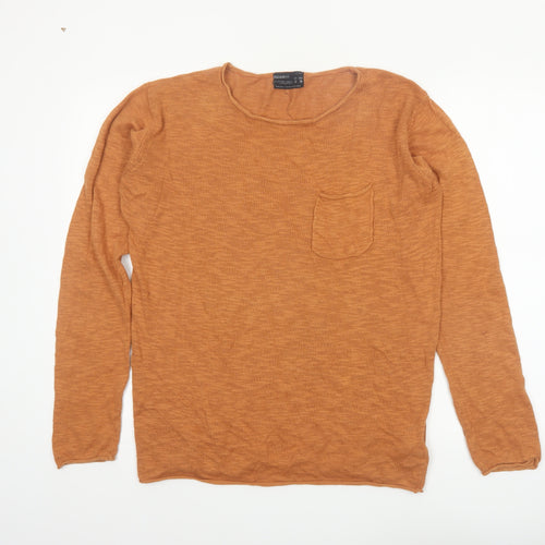 Pull & Bear Men's Brown Cotton Crew Neck Jumper Size M