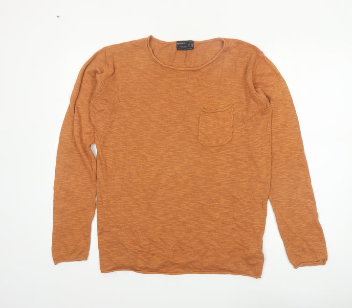 Pull & Bear Men's Brown Cotton Crew Neck Jumper Size M