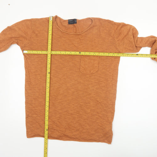 Pull & Bear Men's Brown Cotton Crew Neck Jumper Size M