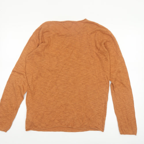 Pull & Bear Men's Brown Cotton Crew Neck Jumper Size M