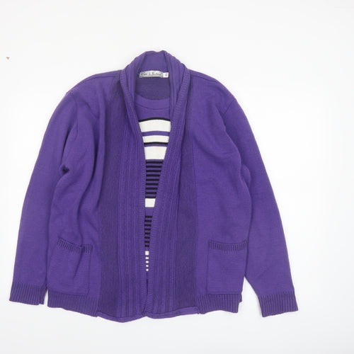 Pure & Natural Womens Purple Acrylic Cardigan M/L Long Sleeve Knit