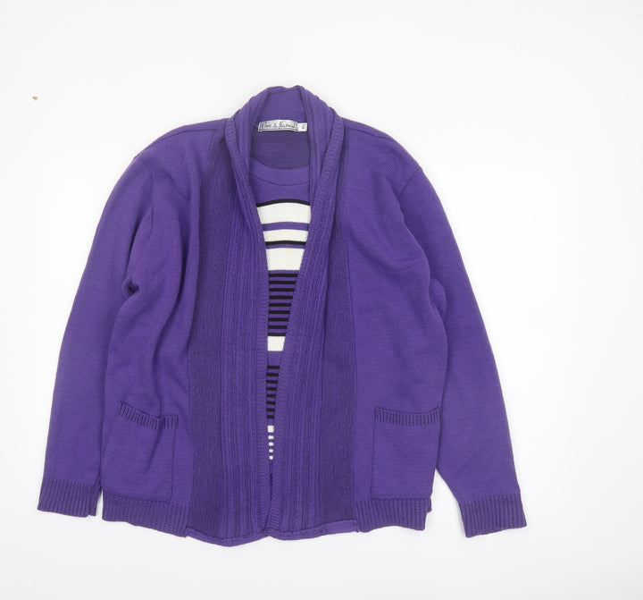 Pure & Natural Womens Purple Acrylic Cardigan M/L Long Sleeve Knit