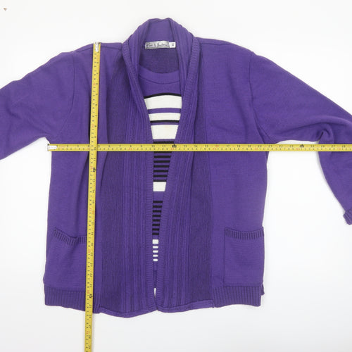 Pure & Natural Womens Purple Acrylic Cardigan M/L Long Sleeve Knit