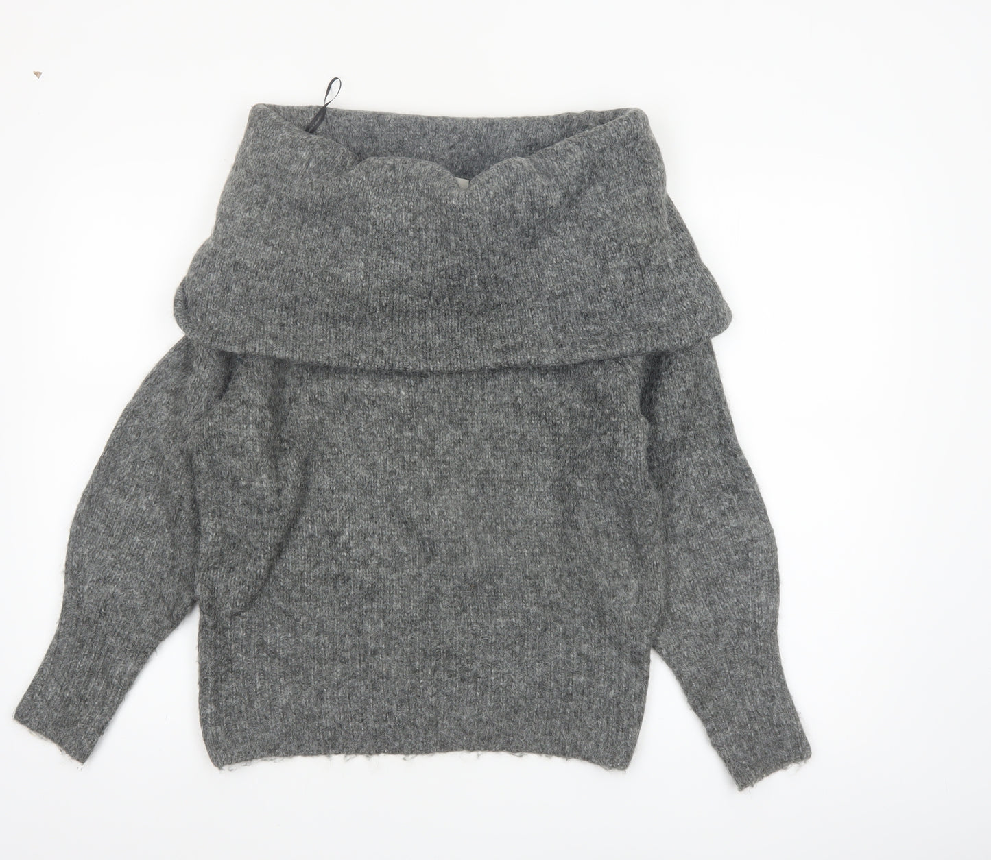 H&M Women's Grey Cowl Neck Long Sleeve Pullover Jumper Size S