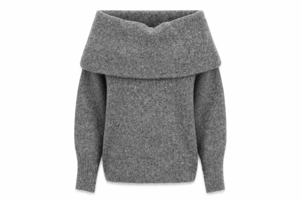 Front view of H&M Women's Grey Cowl Neck Long Sleeve jumper, size S