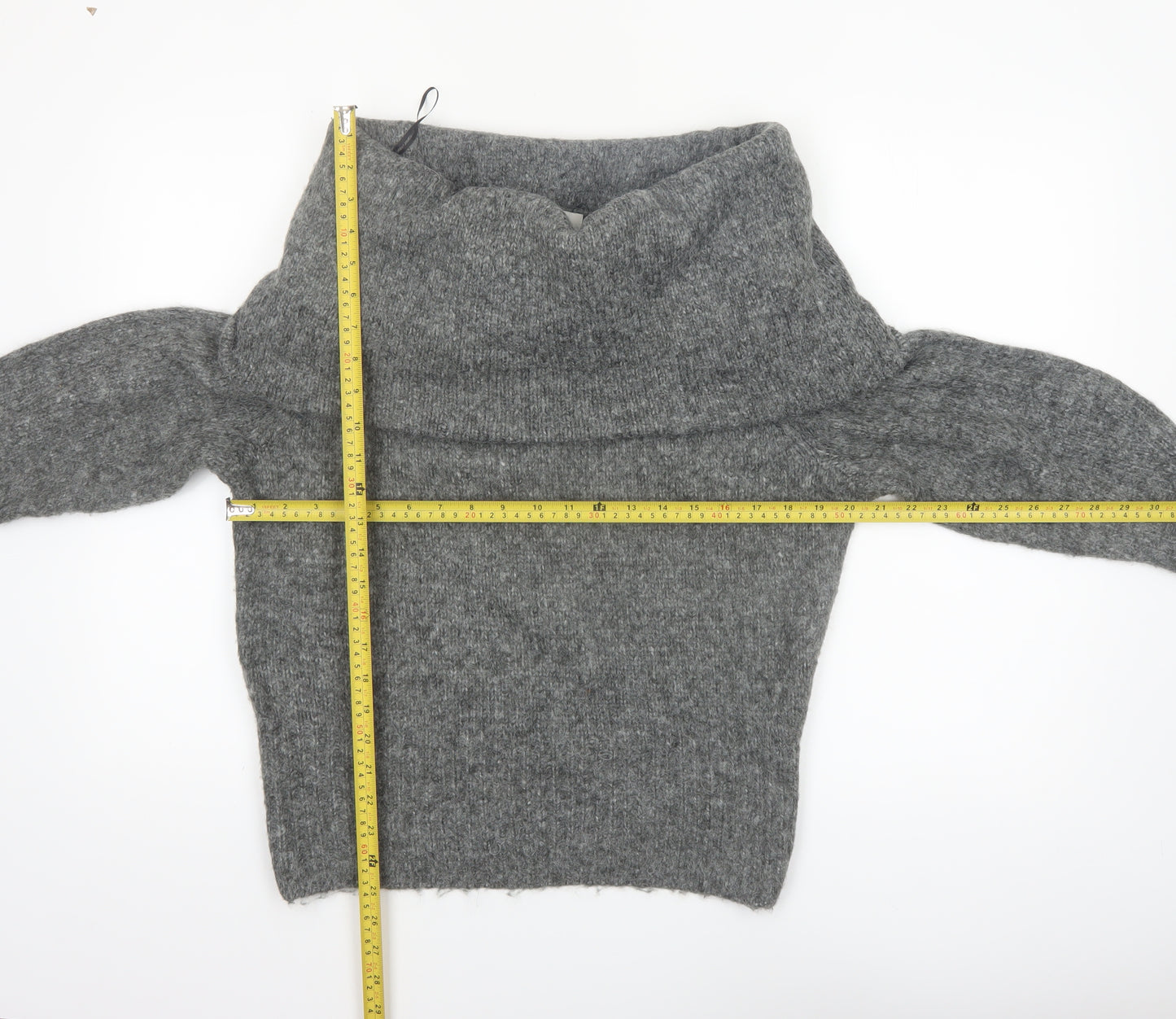 H&M Women's Grey Cowl Neck Long Sleeve Pullover Jumper Size S
