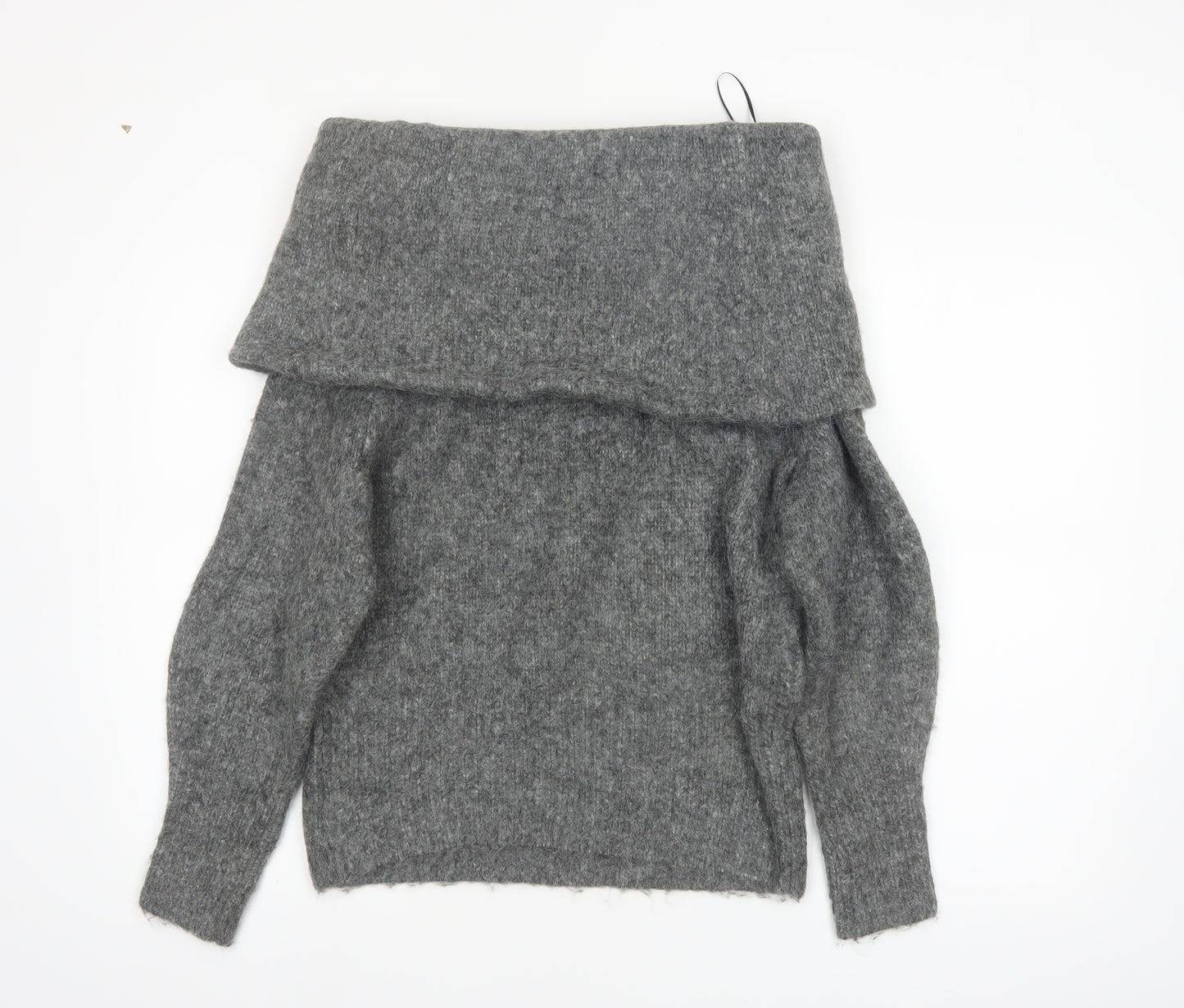 H&M Women's Grey Cowl Neck Long Sleeve Pullover Jumper Size S
