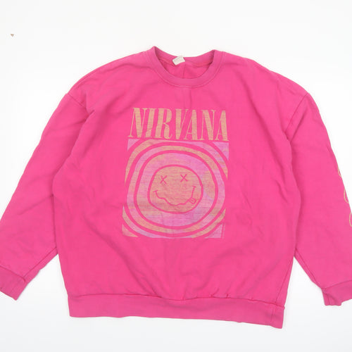 Urban Outfitters Women Pink Nirvana Graphic Cotton Sweatshirt M
