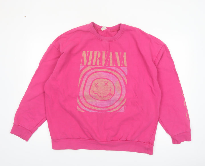 Urban Outfitters Women Pink Nirvana Graphic Cotton Sweatshirt M