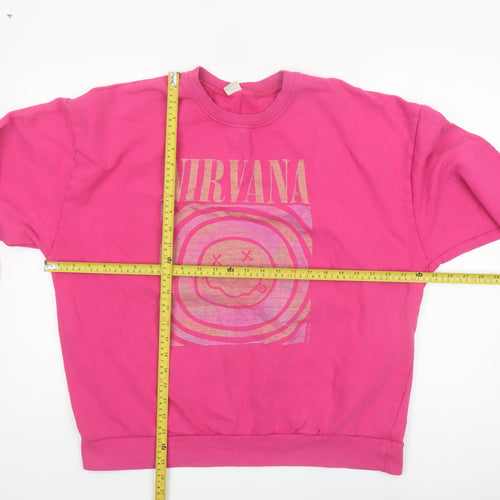 Urban Outfitters Women Pink Nirvana Graphic Cotton Sweatshirt M