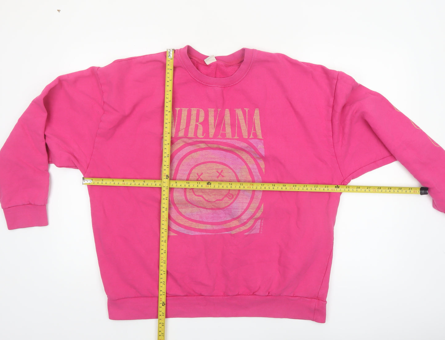 Urban Outfitters Women Pink Nirvana Graphic Cotton Sweatshirt M