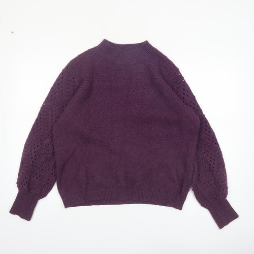 Fat Face Women Purple Long Sleeve Knit Jumper Size 14