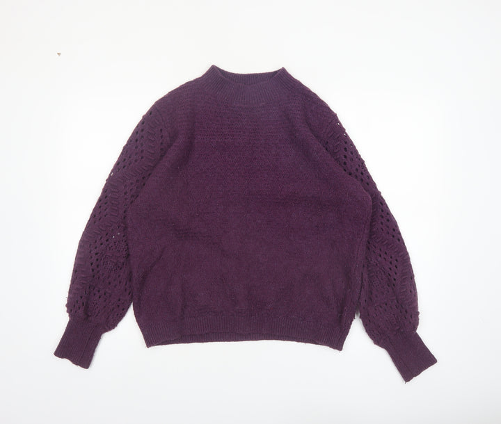 Fat Face Women Purple Long Sleeve Knit Jumper Size 14