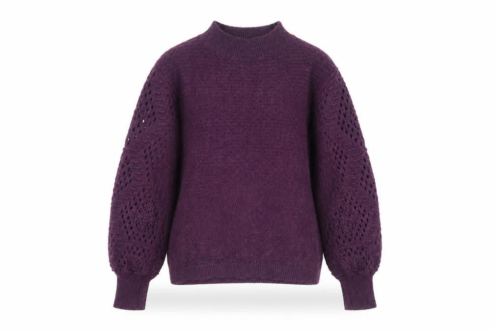 Fat Face Women Purple Long Sleeve Knit Jumper Size 14