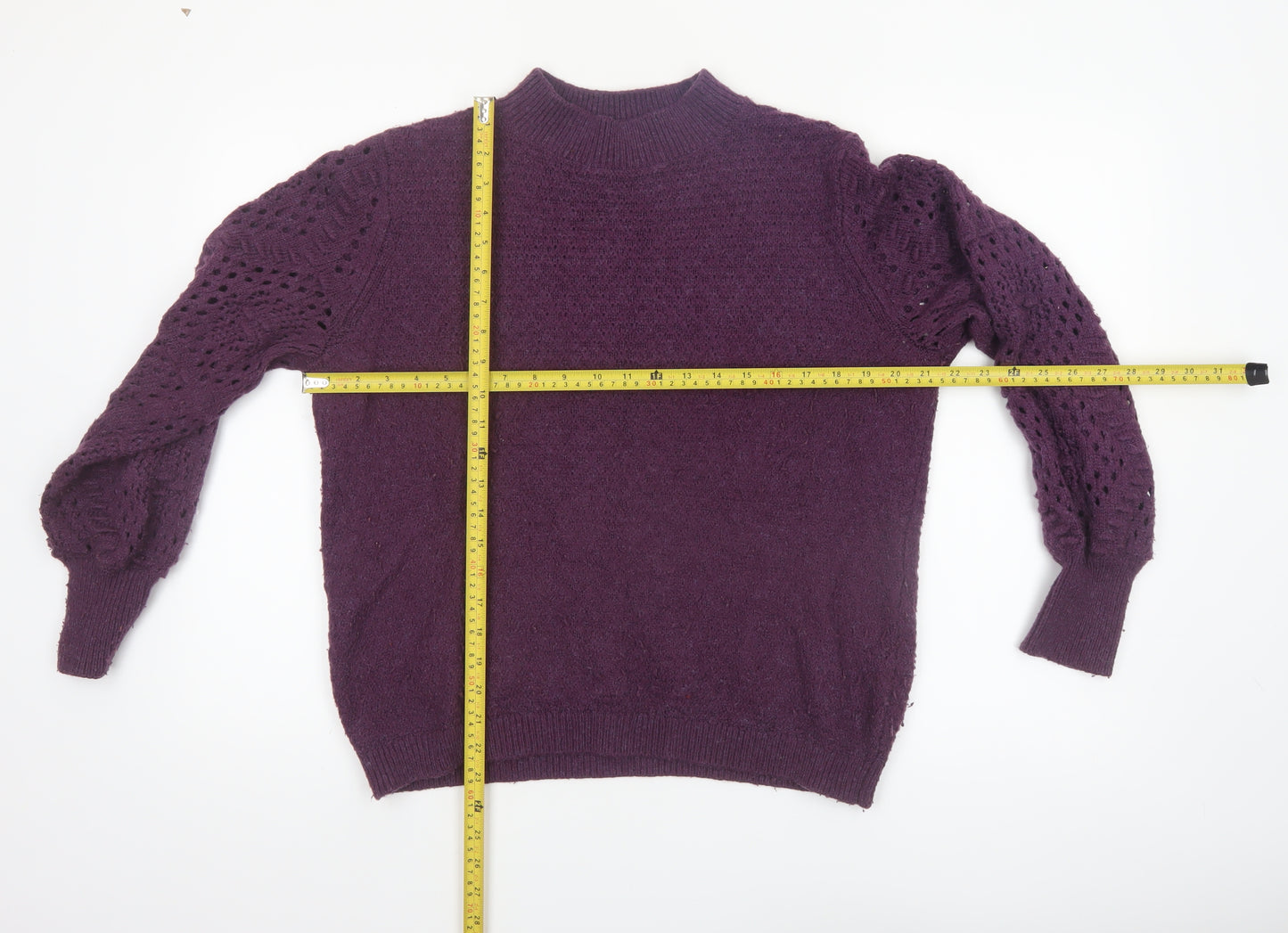 Fat Face Women Purple Long Sleeve Knit Jumper Size 14
