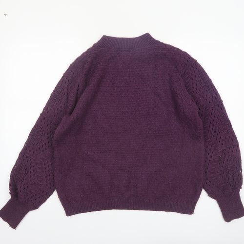Fat Face Women Purple Long Sleeve Knit Jumper Size 14