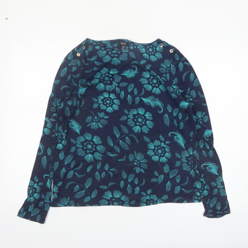 Spirit Women Blue Floral Long Sleeve Polyester Blouse UK 16