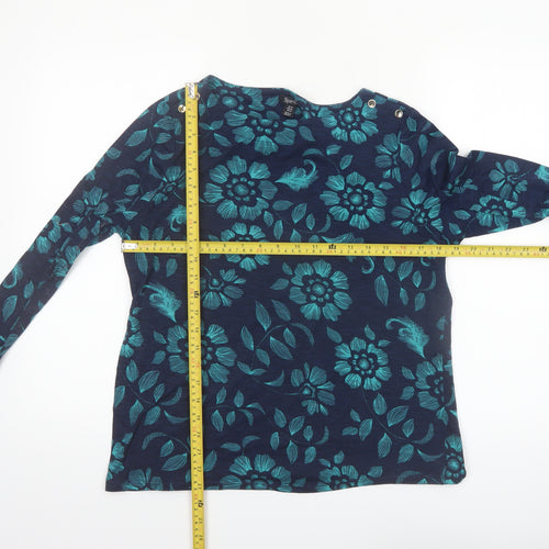 Spirit Women Blue Floral Long Sleeve Polyester Blouse UK 16