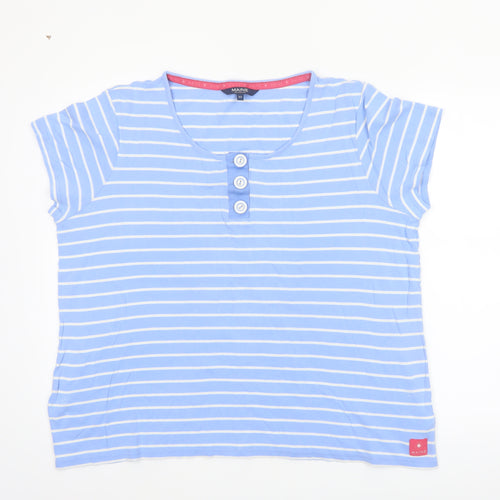 Maine New England Women's Blue Striped Cotton T-Shirt Size 22