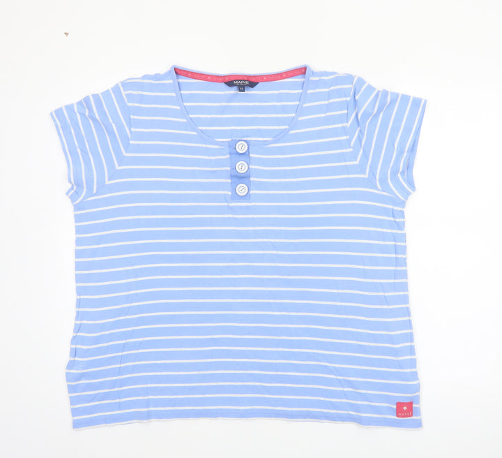 Maine New England Women's Blue Striped Cotton T-Shirt Size 22