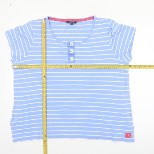 Maine New England Women's Blue Striped Cotton T-Shirt Size 22