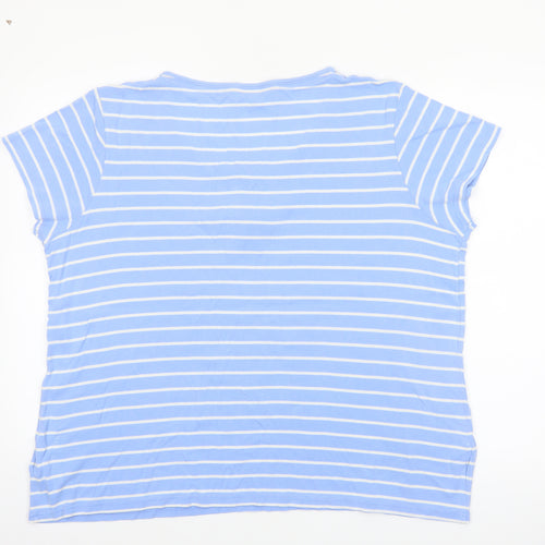 Maine New England Women's Blue Striped Cotton T-Shirt Size 22