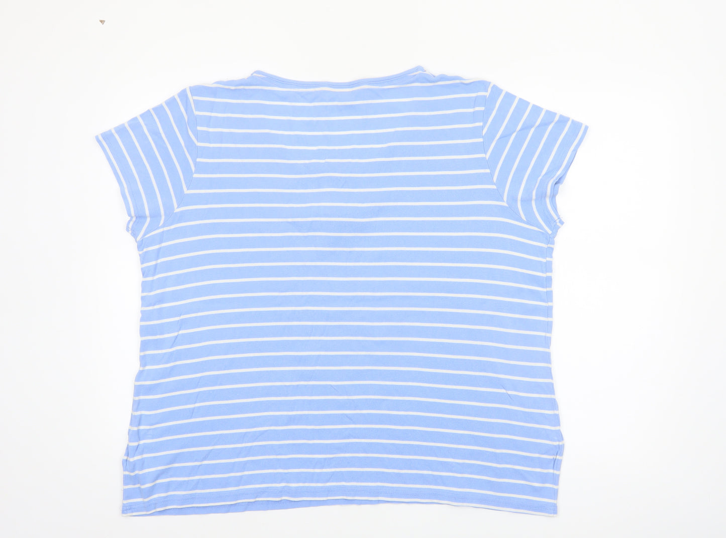 Maine New England Women's Blue Striped Cotton T-Shirt Size 22