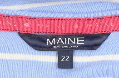Maine New England Women's Blue Striped Cotton T-Shirt Size 22