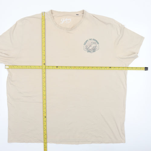 Johnny Bigg Men's Beige 4XL Graphic Cotton T-Shirt Escape the Ordinary