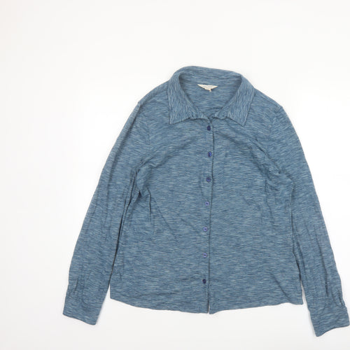 Seasalt Cornwall Womens Blue Organic Cotton Button-Up Shirt UK 14