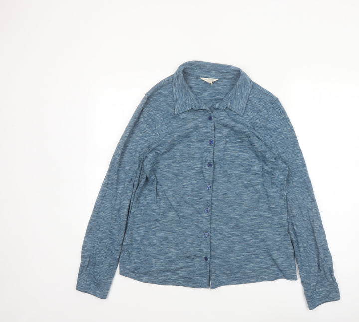 Seasalt Cornwall Womens Blue Organic Cotton Button-Up Shirt UK 14