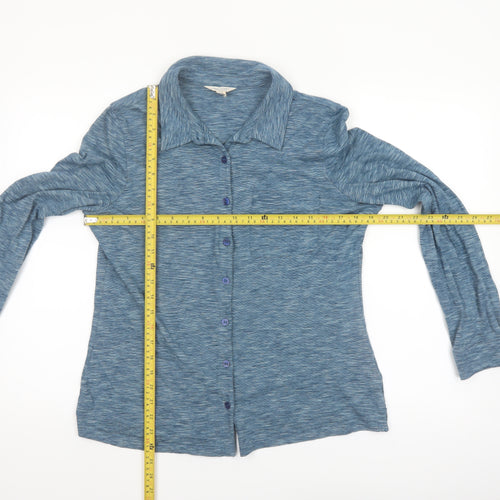 Seasalt Cornwall Womens Blue Organic Cotton Button-Up Shirt UK 14