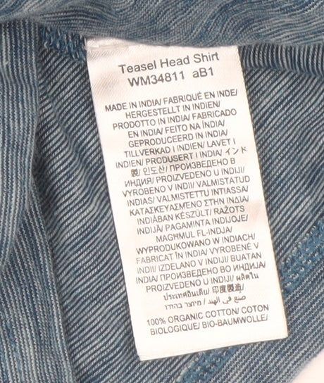 Seasalt Cornwall Womens Blue Organic Cotton Button-Up Shirt UK 14