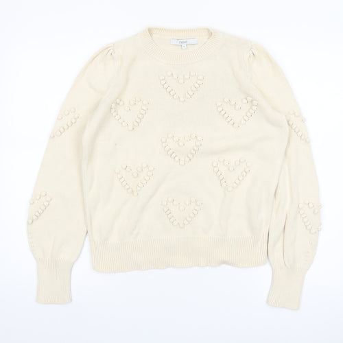 Next Women’s Beige Cotton Heart Knit Jumper Size S