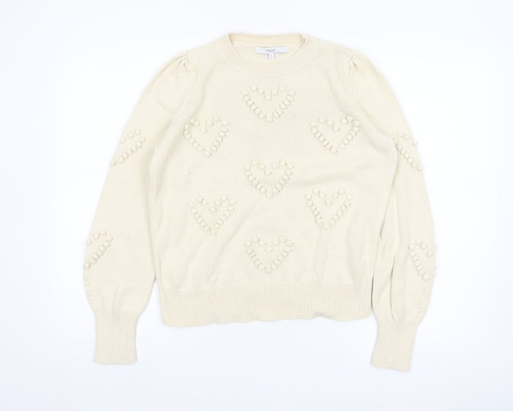 Next Women’s Beige Cotton Heart Knit Jumper Size S