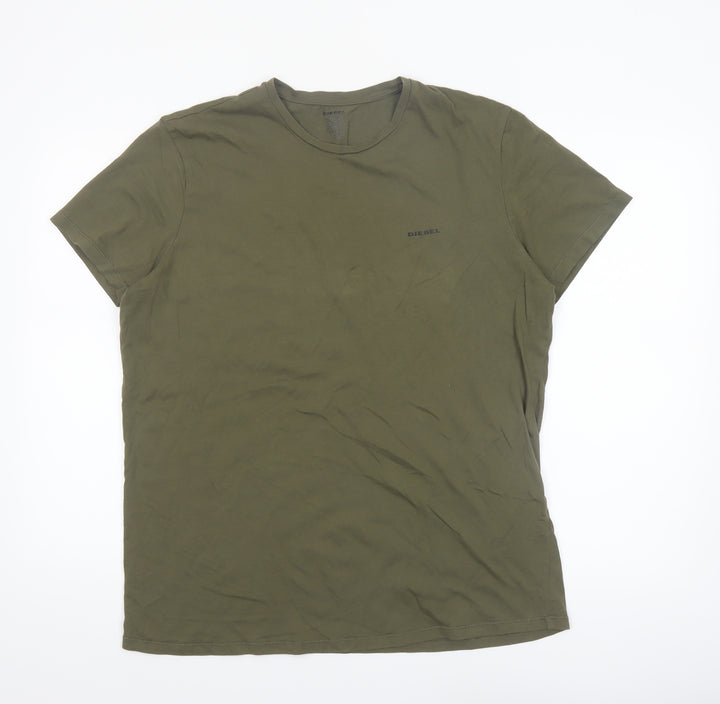 Diesel Men’s Green XL Crew Neck Cotton T-Shirt