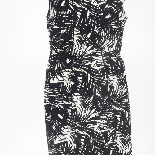 Oasis Women’s Black White Floral Bodycon Dress XS