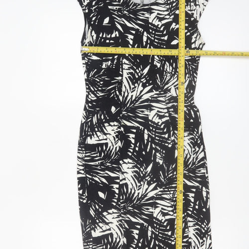 Oasis Women’s Black White Floral Bodycon Dress XS