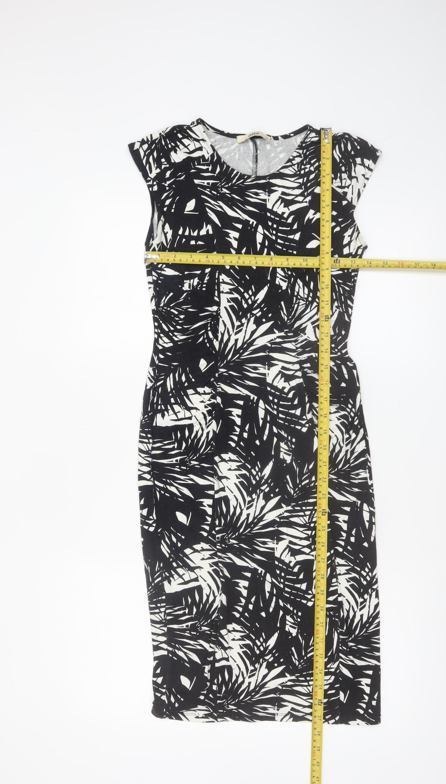 Oasis Women’s Black White Floral Bodycon Dress XS