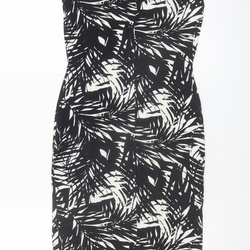 Oasis Women’s Black White Floral Bodycon Dress XS