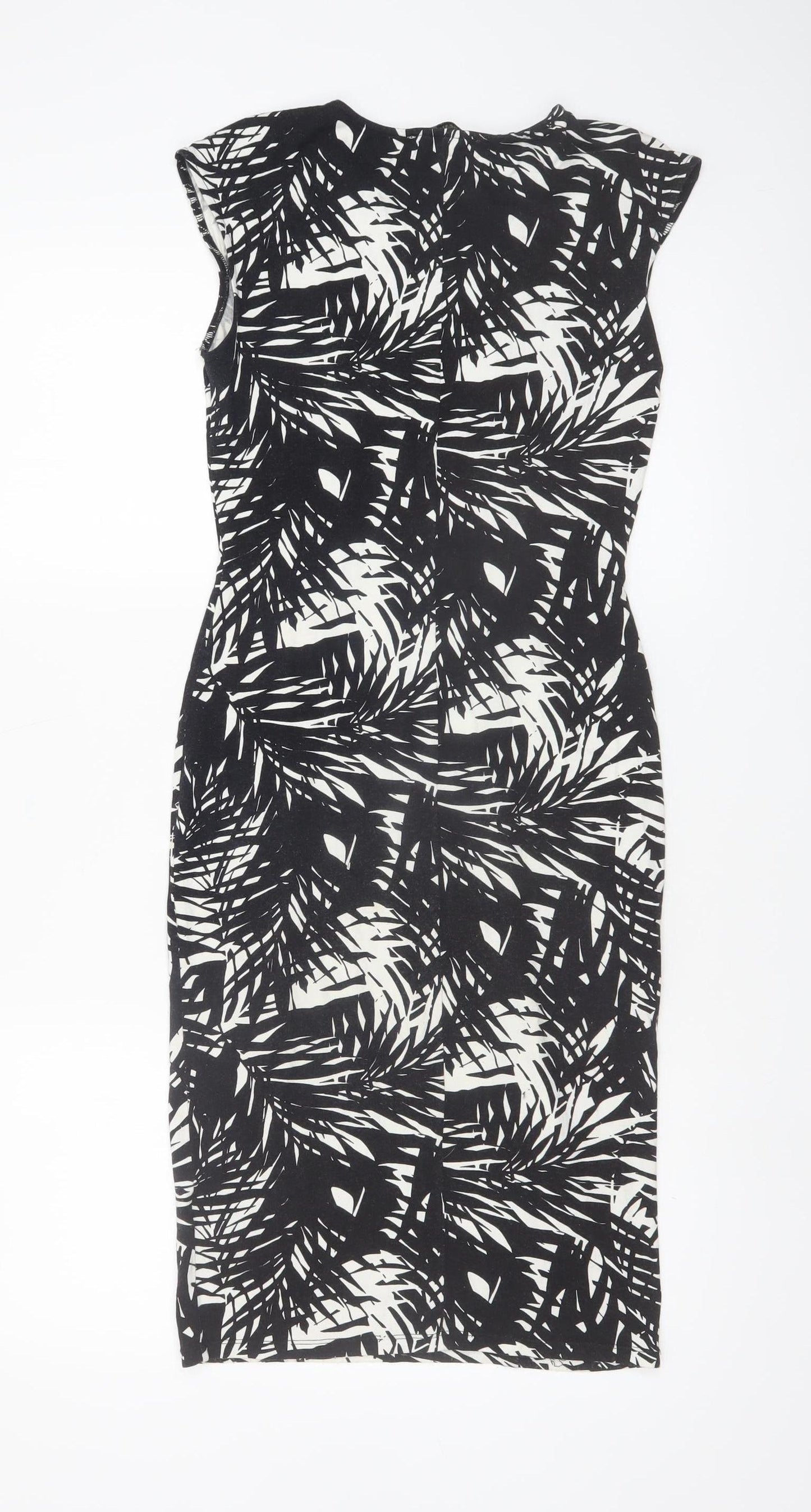 Oasis Women’s Black White Floral Bodycon Dress XS