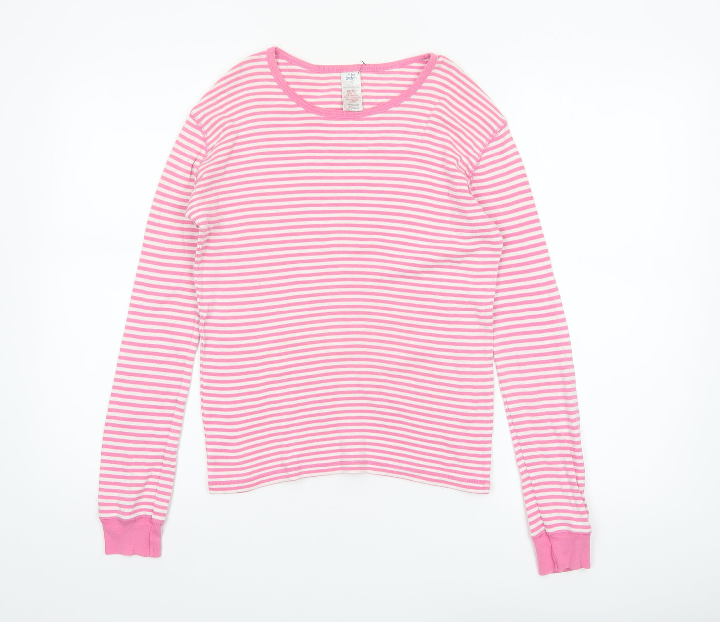 Mini Boden Girls Pink Striped Long Sleeve T-Shirt 14 Years 100% Cotton